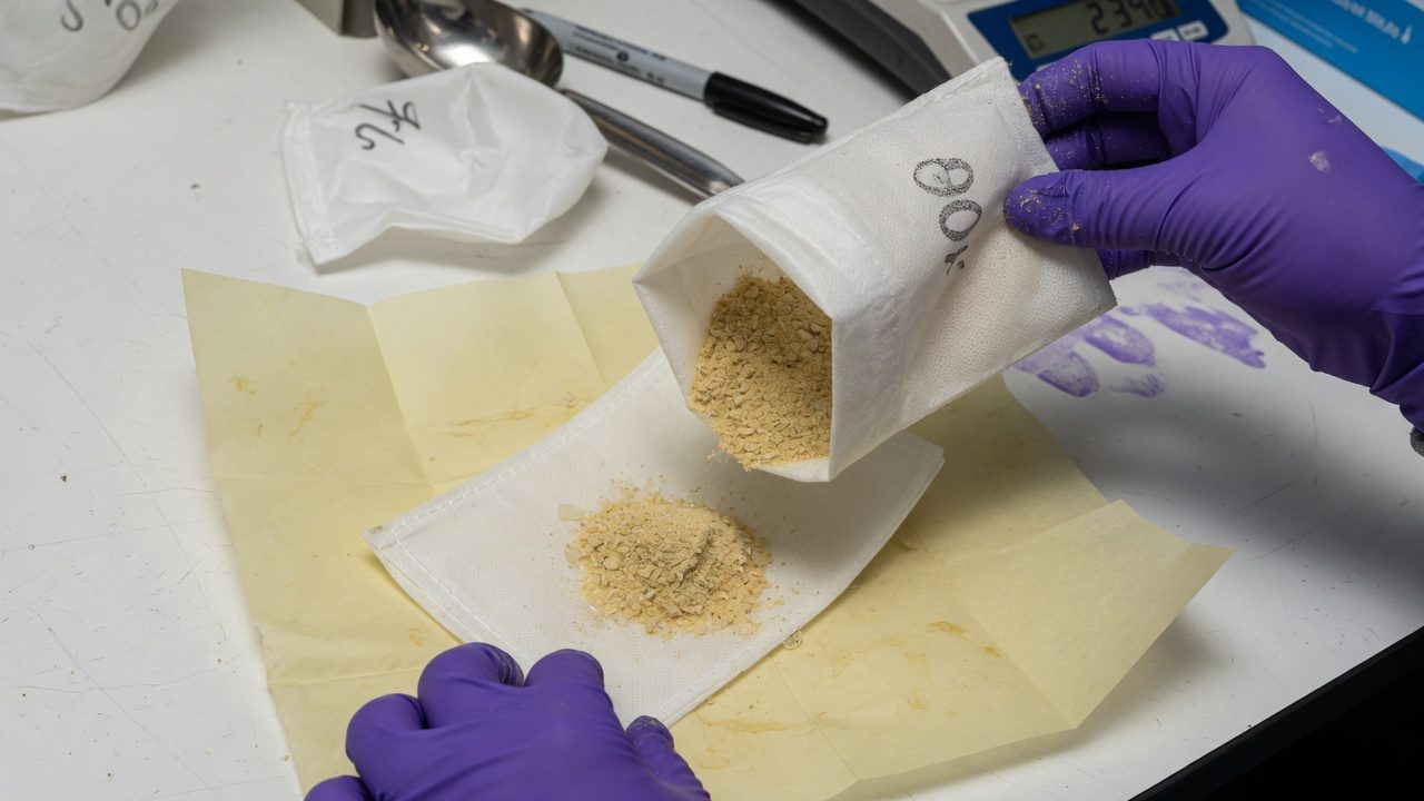 Filling micron press bags with bubble hash