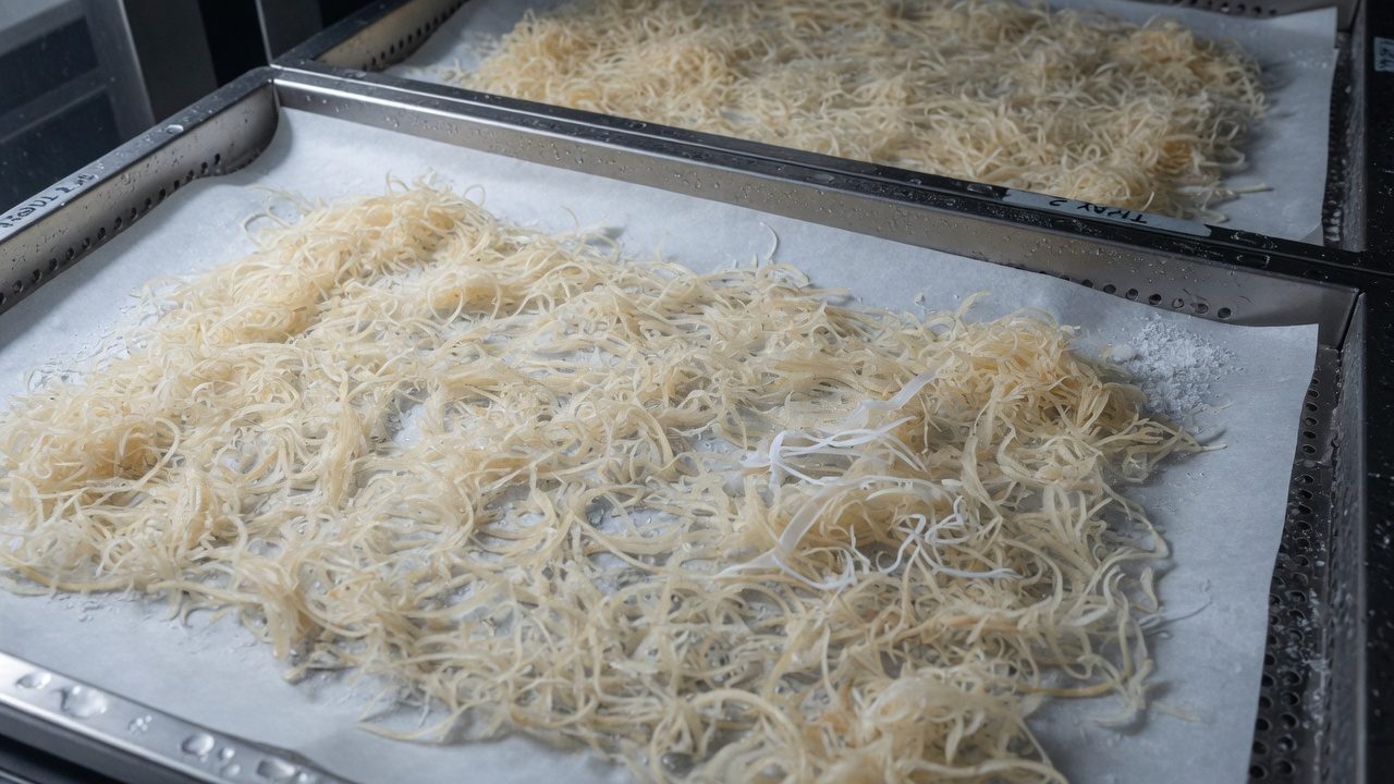 Microplaned bubble hash on freeze dryer trays