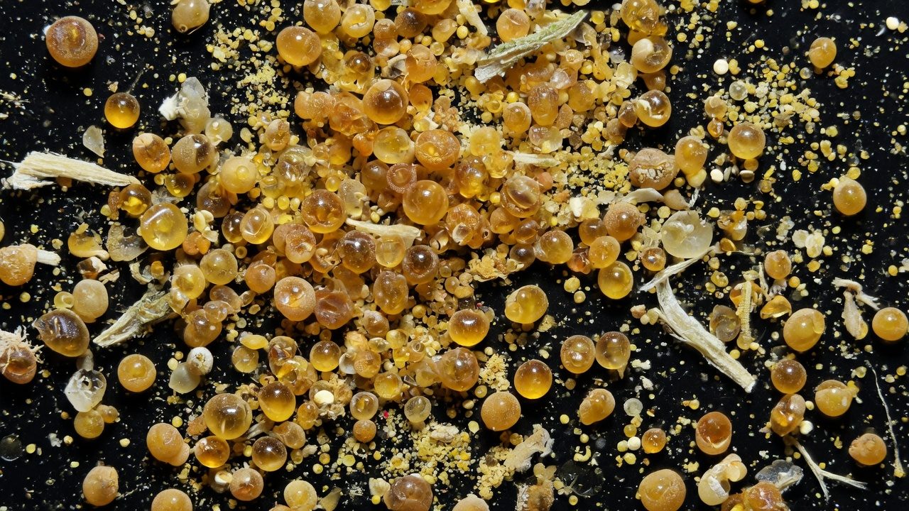 Loose trichome heads under magnification