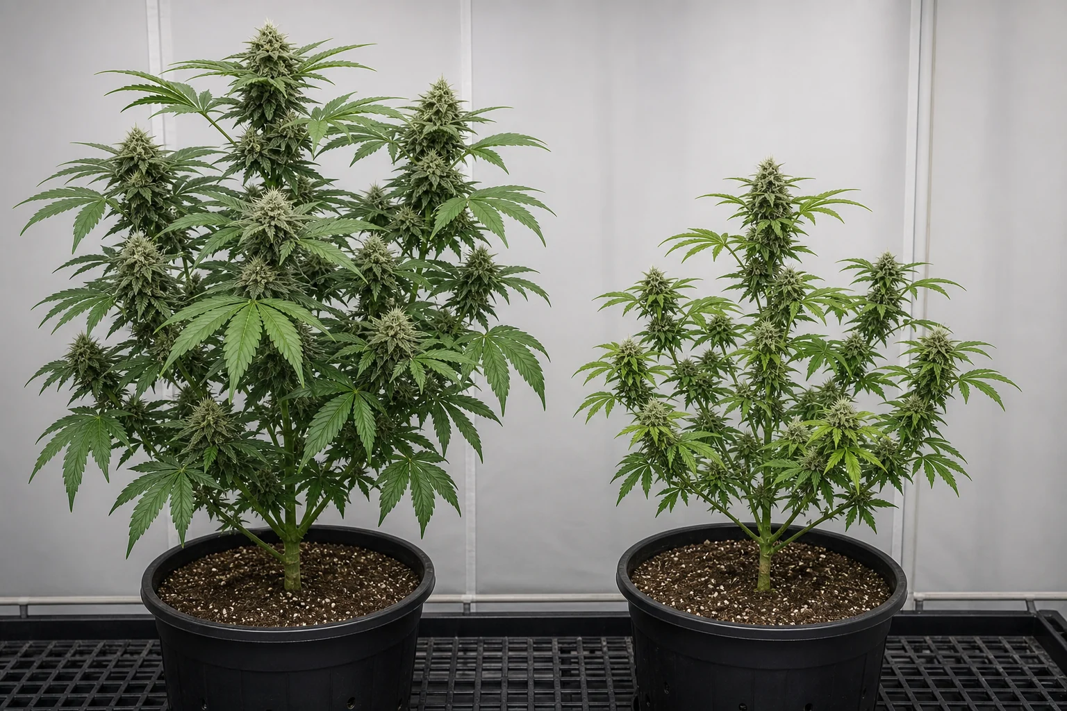 AI-generated educational comparison of healthy cannabis and nonspecific HLVd-like symptoms