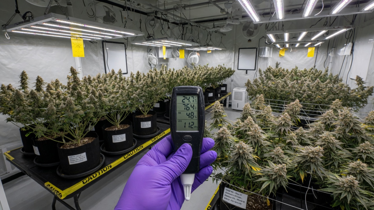 Thermo-hygrometer in late flower room