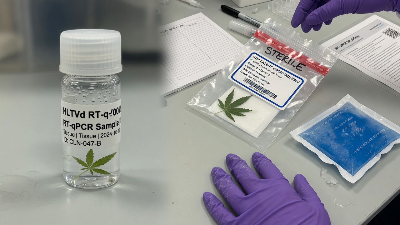 Leaf tissue sample ready for viroid lab test