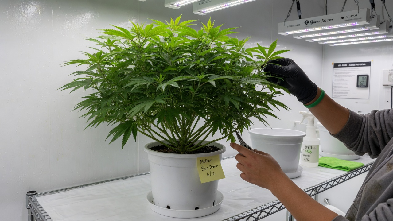 Healthy vegetative cannabis mother plant
