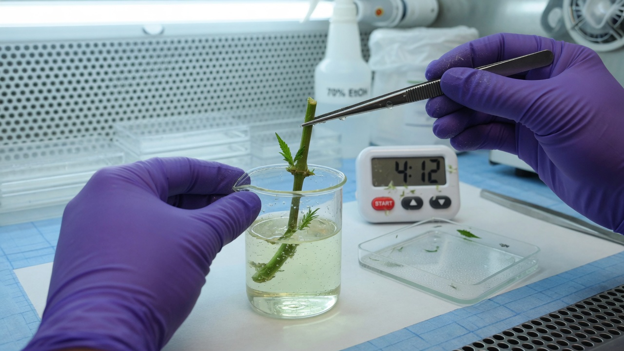 Explant in sterilant solution